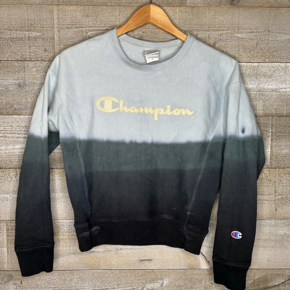 Champion blue white ombre sweater XS crewneck sweater